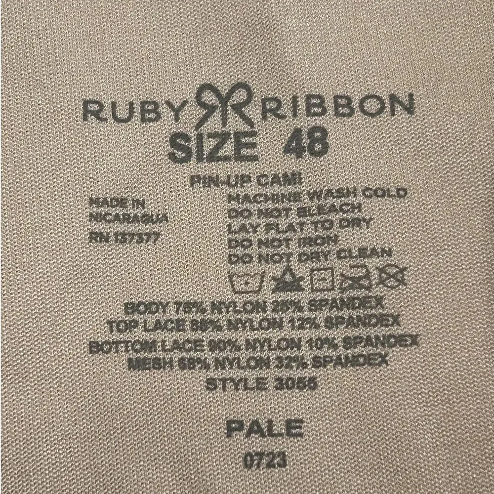 Ruby Ribbon Pin-Up Cami Lace Inserts Shapewear Style 3055 Pale Women's 48 NIB - Picture 2 of 8